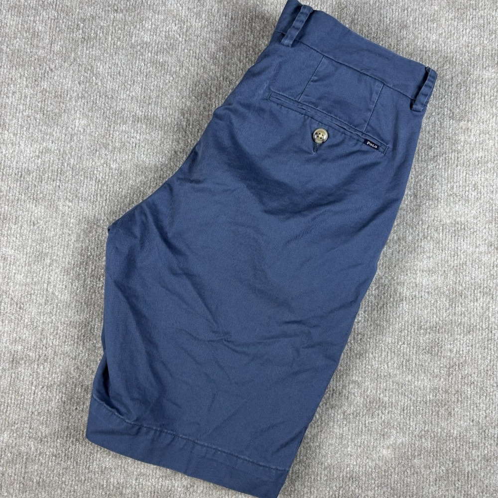 Polo Ralph Lauren Slim Stretch Chino Shorts Mens 31 Navy Blue Flat Front